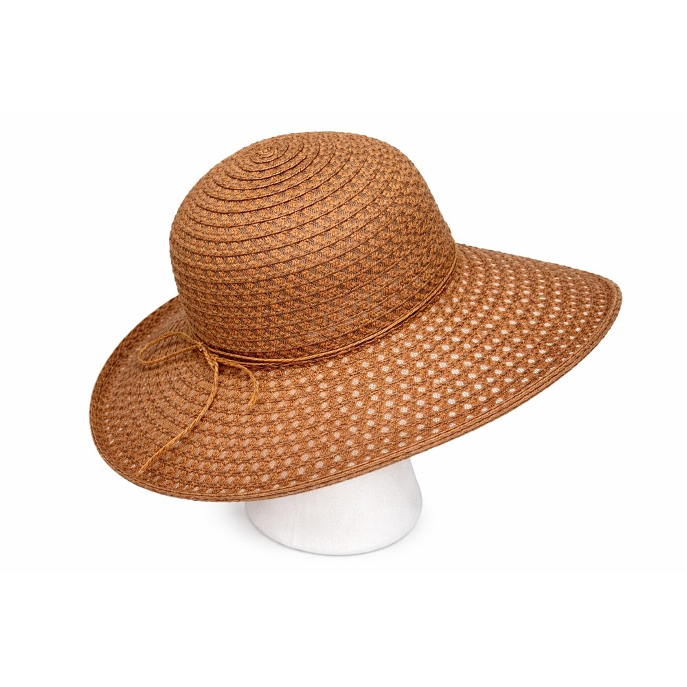 Boho Women's Brown Woven Straw‎ Sun Hat Wide Brim Lightweight Summer Beach